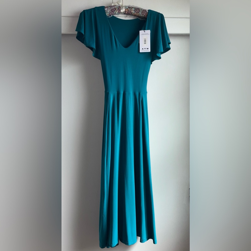 NWT AYM Ava Reversible Midi Dress • Teal • Corset Back • Double Lined • Size S - Picture 2 of 5
